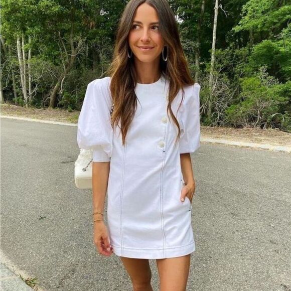 Something Navy Arielle Pearl Button Mini Dress in White Rainbow NWT 0 - Picture 1 of 16